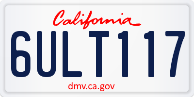 CA license plate 6ULT117