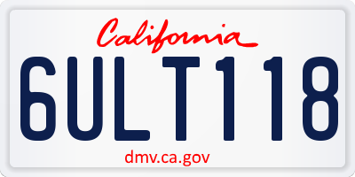 CA license plate 6ULT118