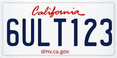 CA license plate 6ULT123