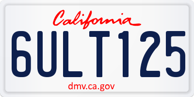 CA license plate 6ULT125