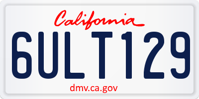 CA license plate 6ULT129