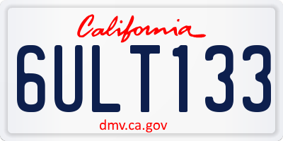 CA license plate 6ULT133