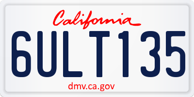 CA license plate 6ULT135