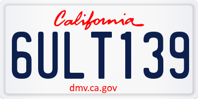 CA license plate 6ULT139