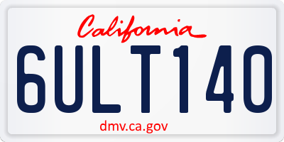 CA license plate 6ULT140