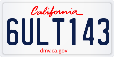 CA license plate 6ULT143
