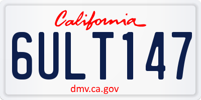 CA license plate 6ULT147