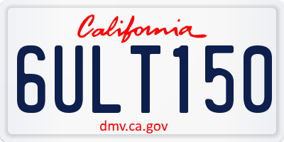CA license plate 6ULT150