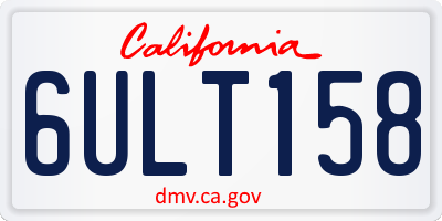 CA license plate 6ULT158
