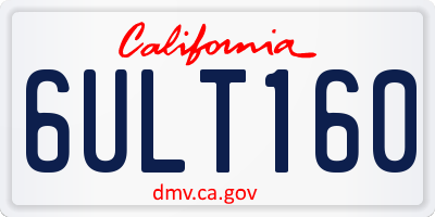 CA license plate 6ULT160