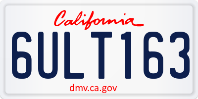 CA license plate 6ULT163