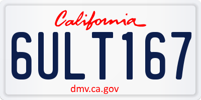 CA license plate 6ULT167