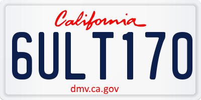 CA license plate 6ULT170
