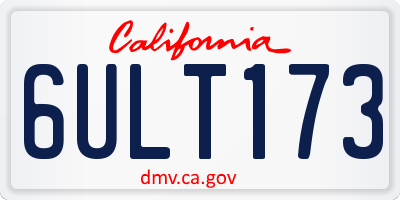 CA license plate 6ULT173