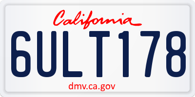 CA license plate 6ULT178