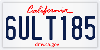 CA license plate 6ULT185