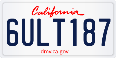 CA license plate 6ULT187