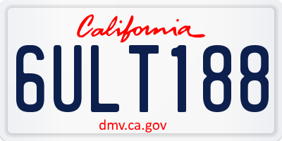 CA license plate 6ULT188