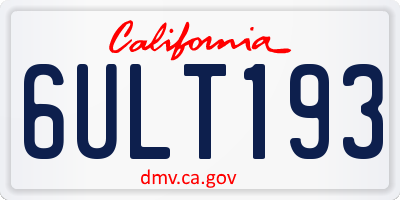 CA license plate 6ULT193