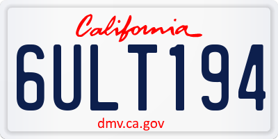 CA license plate 6ULT194