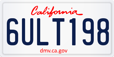 CA license plate 6ULT198
