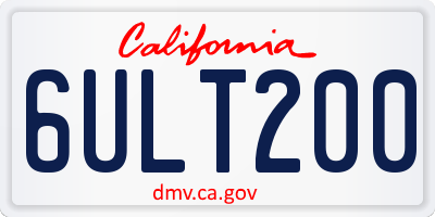 CA license plate 6ULT200
