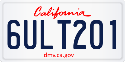 CA license plate 6ULT201