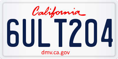 CA license plate 6ULT204