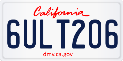 CA license plate 6ULT206