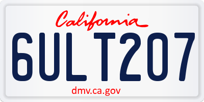 CA license plate 6ULT207