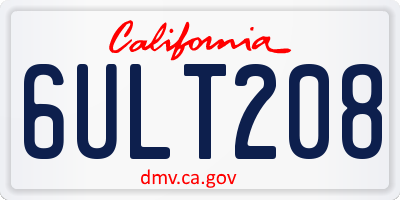 CA license plate 6ULT208