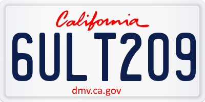 CA license plate 6ULT209