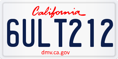 CA license plate 6ULT212