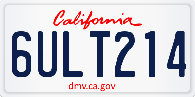 CA license plate 6ULT214