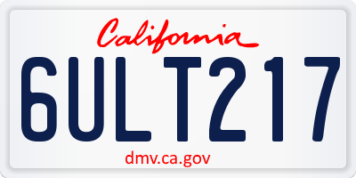 CA license plate 6ULT217