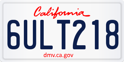 CA license plate 6ULT218