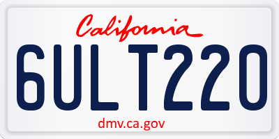 CA license plate 6ULT220