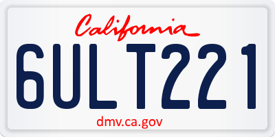 CA license plate 6ULT221