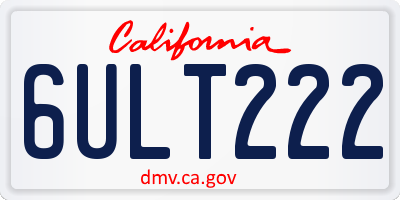 CA license plate 6ULT222
