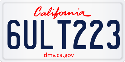 CA license plate 6ULT223