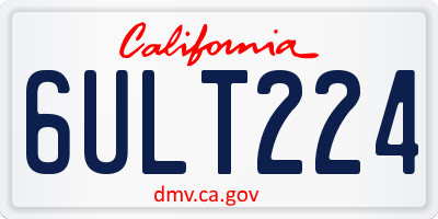 CA license plate 6ULT224