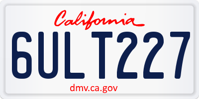 CA license plate 6ULT227