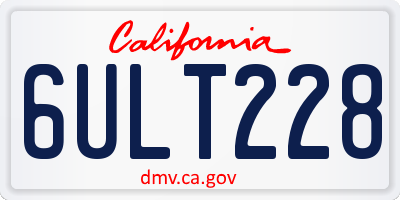 CA license plate 6ULT228