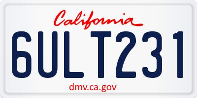 CA license plate 6ULT231