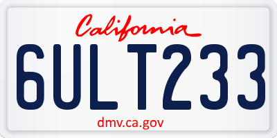 CA license plate 6ULT233