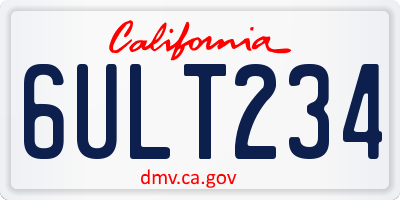 CA license plate 6ULT234