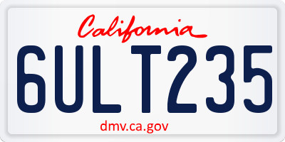 CA license plate 6ULT235