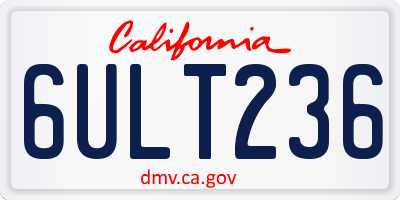 CA license plate 6ULT236