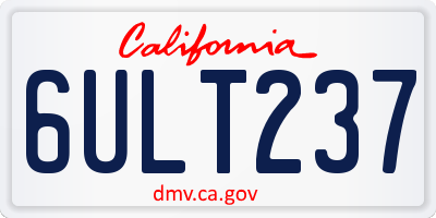 CA license plate 6ULT237