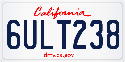 CA license plate 6ULT238